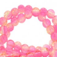 Glaskralen crackle 6mm Azalea light pink